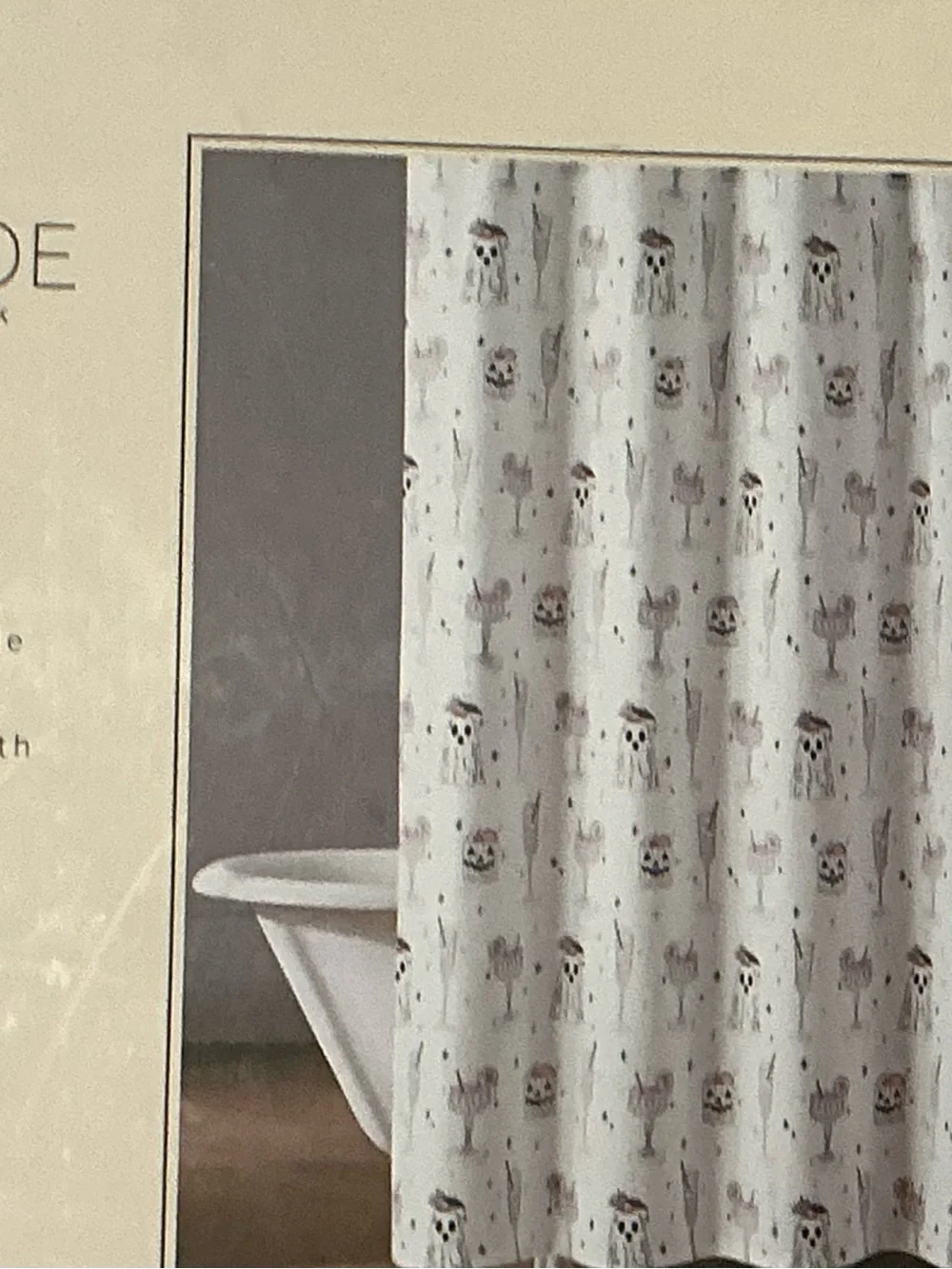 Rachel Zoe Halloween White Cocktails & Ghosts Print Shower Curtain